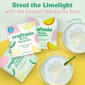 3-Piece Variety Premium Cocktail/Mocktail Single Serve Low Sugar Travel Mixers